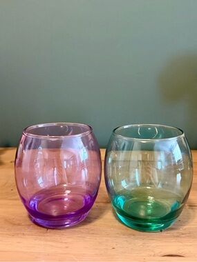 EPure Stemless Wine Glass Set Pink Purple Teal Ombre 2pc